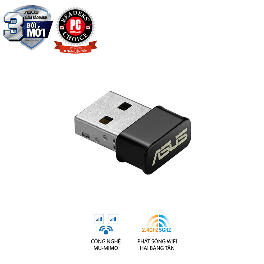 USB Asus USB-AC53 Nano chuẩn AC - Tốc độ 1200Mbps