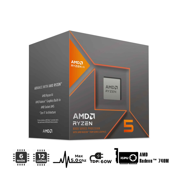 AMD Ryzen 5 8500G (3.5GHz Upto 5.0GHz / 22MB / 6 Cores, 12 Threads / 65W / Socket AM5)
